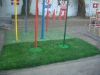 東京都大田区萩中　光輪幼稚園　園庭遊具下への人工芝ステップターフの張り替え施工しました。